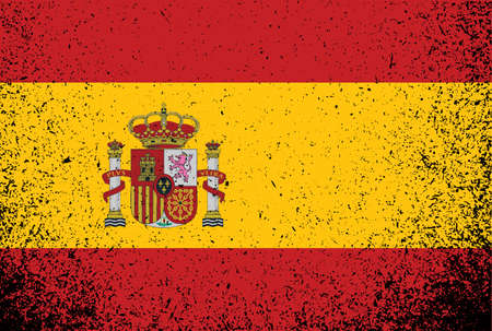spanish grunge ink flag illustration design over whiteの写真素材