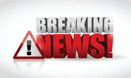 breaking news warning sign illustration design over whiteのイラスト素材