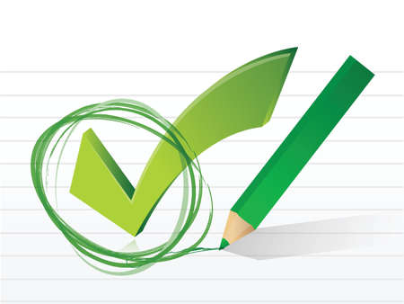 check mark on a notepad paper. illustration design over whiteのイラスト素材