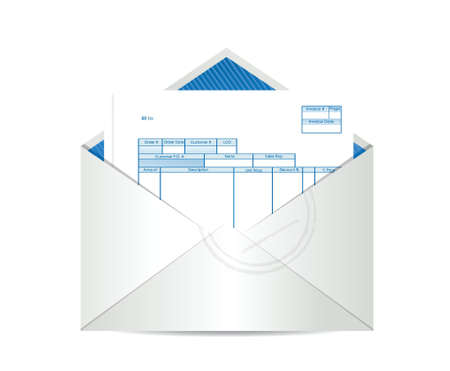 invoice receipt inside mailing envelope illustration design over a white backgroundのイラスト素材