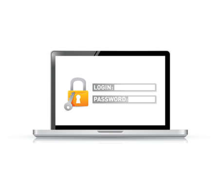 security screen. login information required. illustration design over whiteのイラスト素材