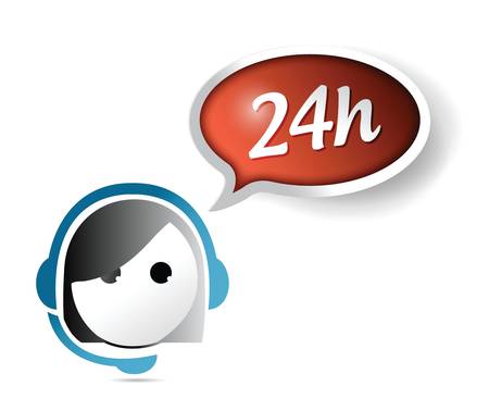 24 hour customer support illustration design over white