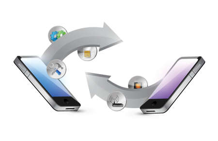 smartphones connected. illustration concept design over a white backgroundのイラスト素材