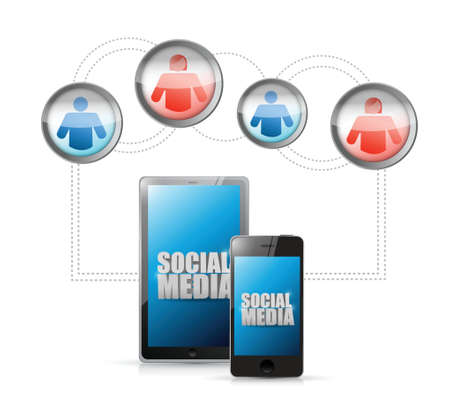 social media technology connection communication. illustration design over whiteのイラスト素材