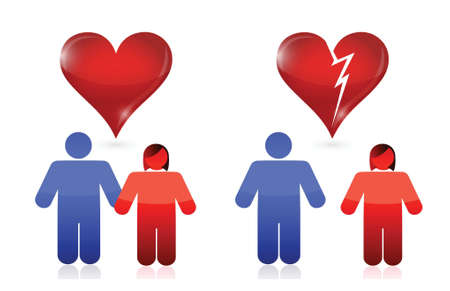 love versus divorce concept. illustration design over a white backgroundのイラスト素材