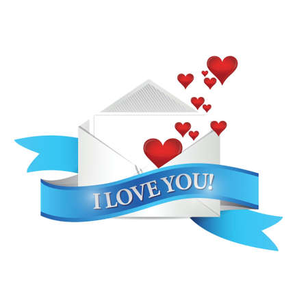 I love You mail. envelope illustration design over whiteのイラスト素材