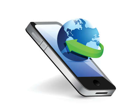 smartphone and international globe illustration design over whiteのイラスト素材