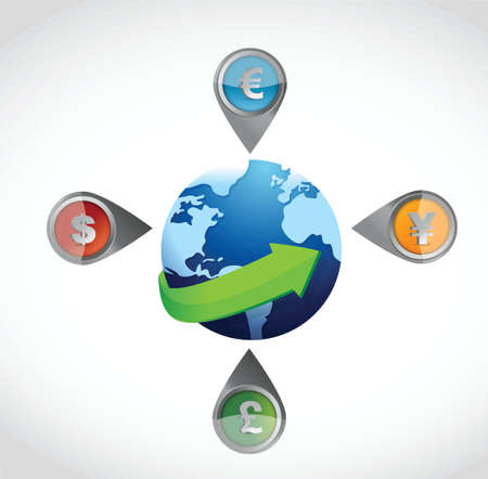 currency management arrange all the world. illustration designのイラスト素材