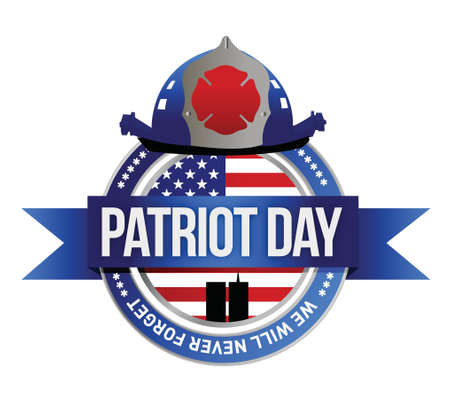 patriot day seal. fire fighters illustration design over whiteのイラスト素材