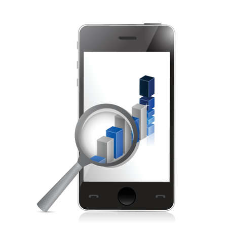 phone business and graph illustration design over a white backgroundのイラスト素材
