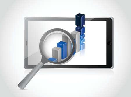 tablet business and graph illustration design over a white backgroundのイラスト素材