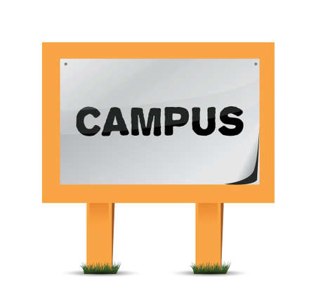 campus wood sign illustration design over a white backgroundのイラスト素材