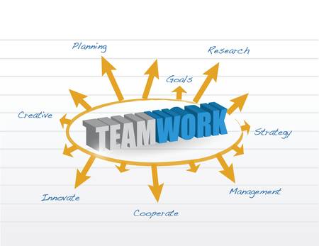teamwork model illustration design over a notepad paperのイラスト素材
