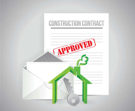construction contract approved concept illustration design backgroundのイラスト素材