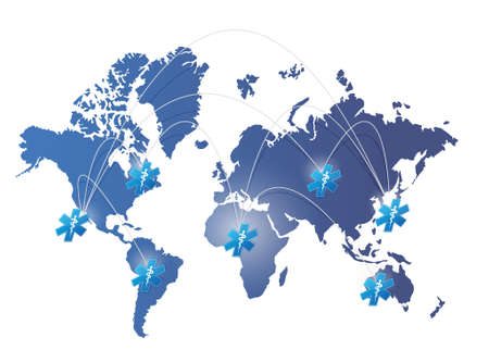 world map medical network illustration design over whiteのイラスト素材