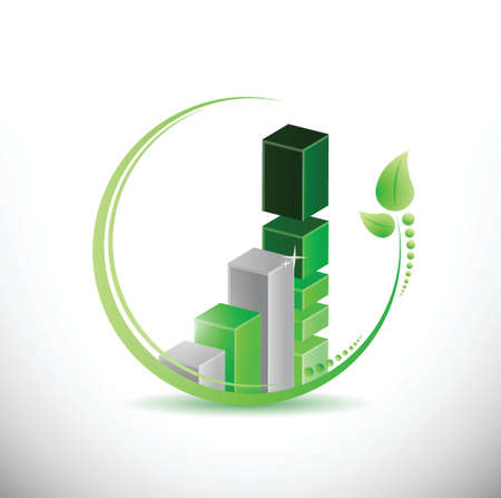 eco green business leave graph illustration design over whiteのイラスト素材