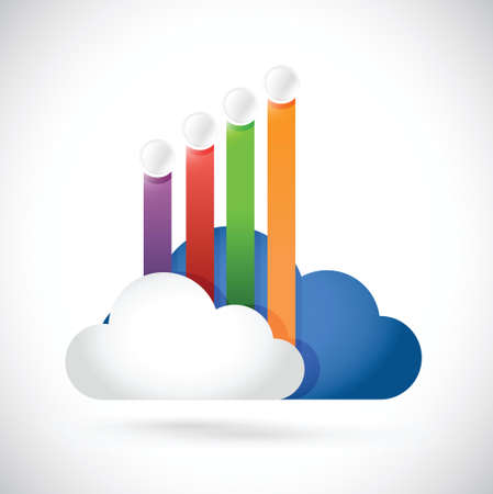 cloud computing with color banners illustration design over whiteのイラスト素材