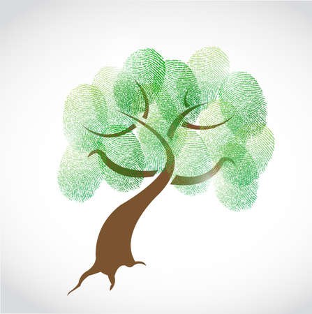 family tree fingerprint illustration design over a white backgroundの写真素材