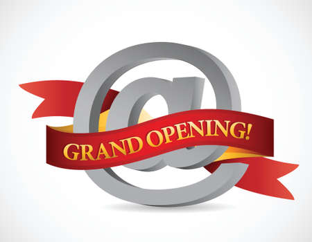 website grand opening banner illustration design over whiteのイラスト素材