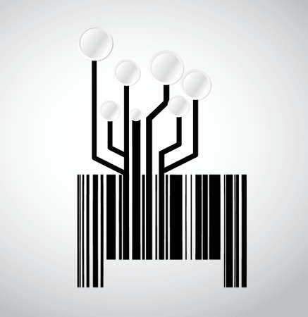 black circuit electronic barcode illustration design over a white backgroundのイラスト素材
