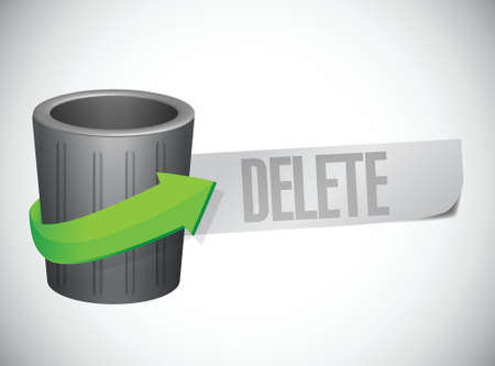 trash can and paper delete message. illustration design over whiteのイラスト素材
