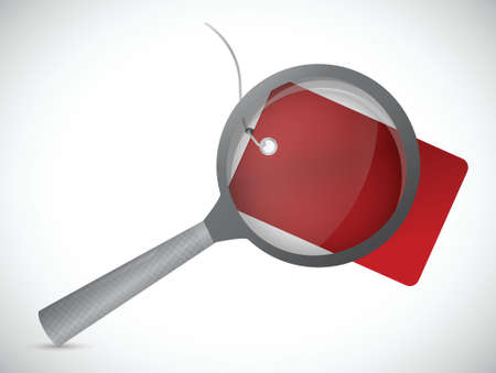 magnify glass over a tag illustration design over whiteのイラスト素材