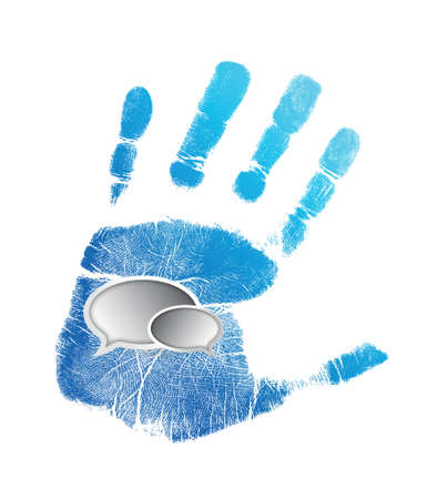 handprint and message bubbles illustration design over whiteのイラスト素材