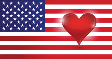 the heart of the US. usa flag and heart. illustration designのイラスト素材