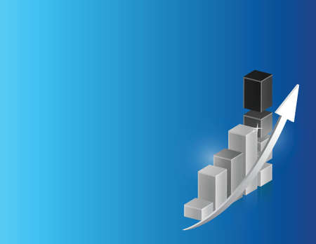 grey business graph over a blue illustration backgroundのイラスト素材