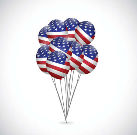 us flag balloons illustration design set over a white backgroundのイラスト素材
