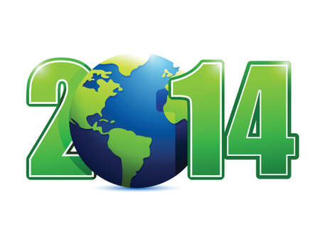2014 globe sign illustration design over a white backgroundのイラスト素材