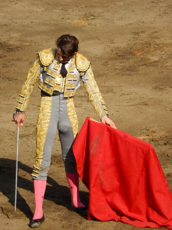 LIMA, PERU - NOV 2013: famous Spanish torero Juan Jose Padilla. Brave bullfighterのeditorial素材