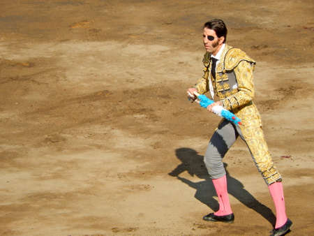 LIMA, PERU - NOV 2013: famous Spanish torero Juan Jose Padilla. Brave bullfighterのeditorial素材