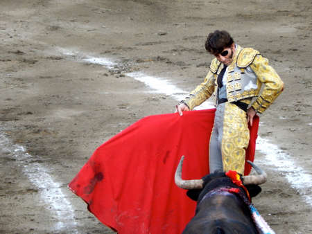 LIMA, PERU - NOV 2013: famous Spanish torero Juan Jose Padilla. Brave bullfighterのeditorial素材