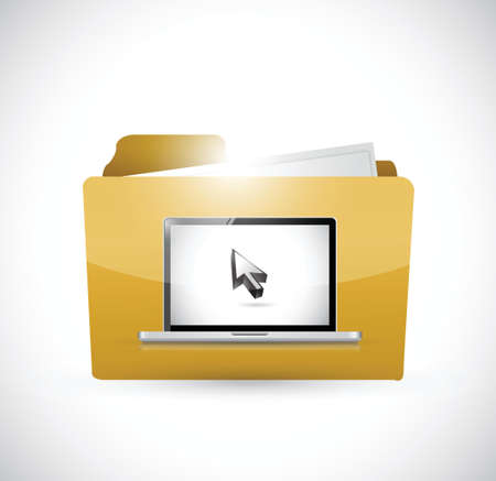 folder and a laptop computer illustration design over a white backgroundのイラスト素材
