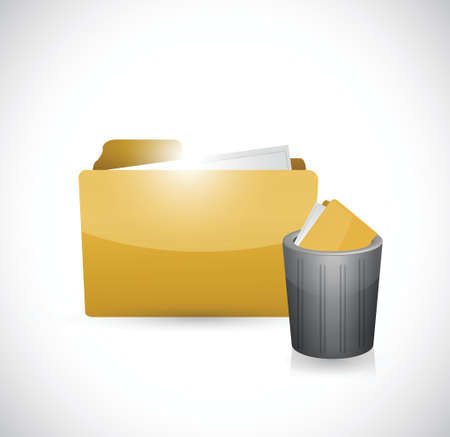 folder and trash cap illustration design over a white backgroundのイラスト素材