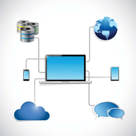laptop technology network connection illustration design over a white backgroundのイラスト素材