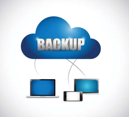 backup cloud network electronics. illustration design over a white backgroundのイラスト素材