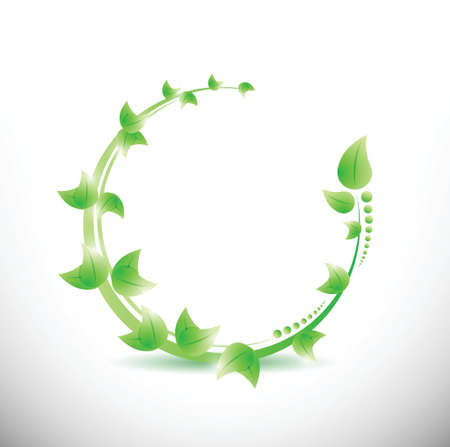 green leaves illustration design over a white backgroundのイラスト素材