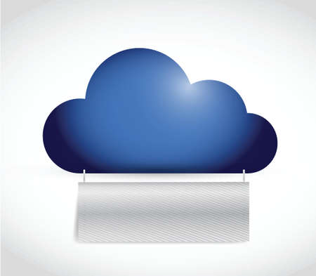 cloud and banner illustration design over a white backgroundのイラスト素材
