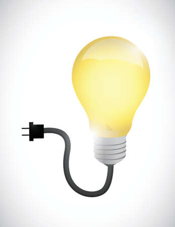 light bulb connected to a power cable illustration design over a white のイラスト素材