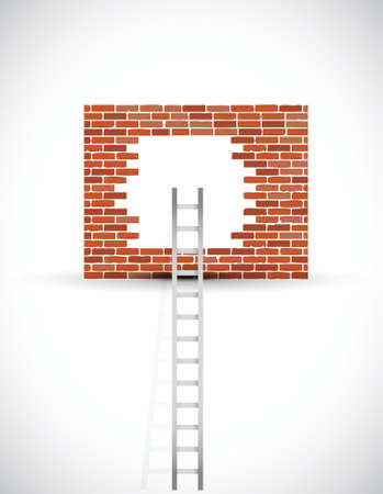 ladder to wall illustration design over a white backgroundのイラスト素材