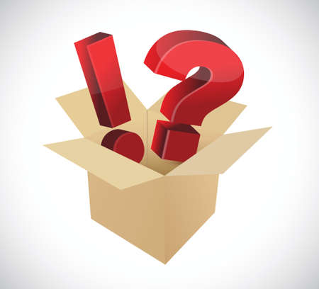 exclamation and question marks inside a box. illustration design over a white background