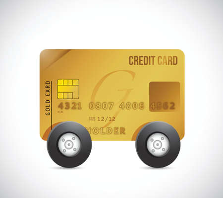 credit cart on wheels. illustration design over a white backgroundのイラスト素材