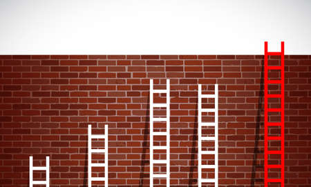 set of ladders and brick wall. illustration design graphicの写真素材