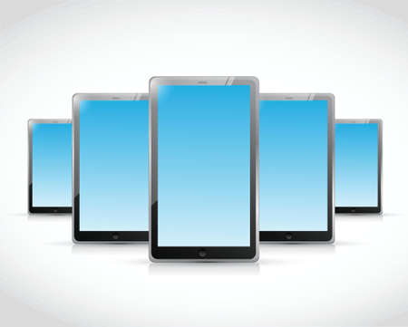 set of tablets illustration design over a white backgroundのイラスト素材