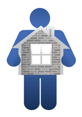 icon holding a home. illustration design over a white backgroundのイラスト素材