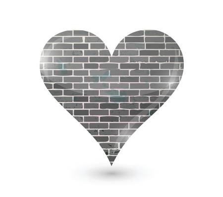 brick wall heart illustration design over a white backgroundのイラスト素材