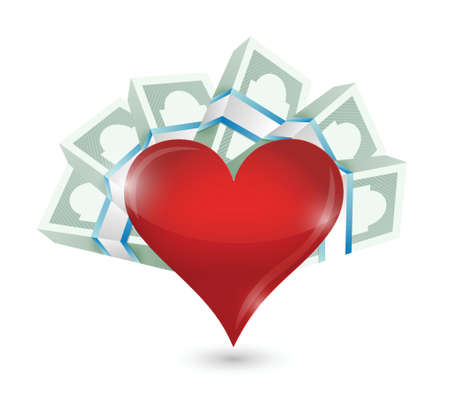 heart with money bills around. illustration design over a white backgroundのイラスト素材