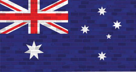 australia flag illustration design graphic over a brick wall backgroundのイラスト素材